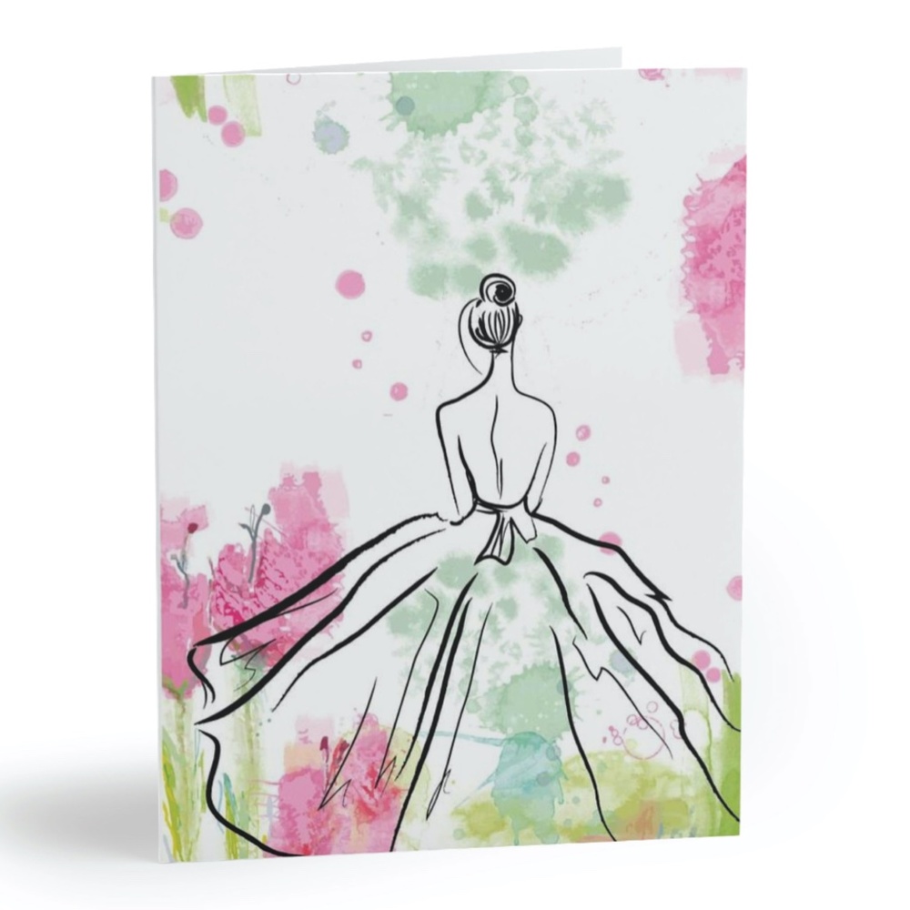 x2 Bridal Wedding Fashion Greeting Cards w Stickers & Envelopes